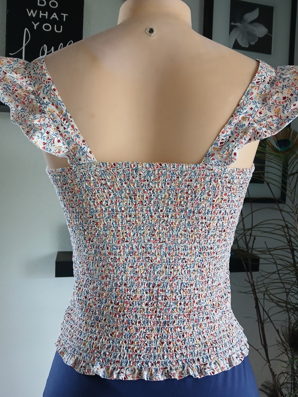 Old Navy Smocked Floral Ruffle-Strap Camisole - White with Multi Print - Picture 2 of 8